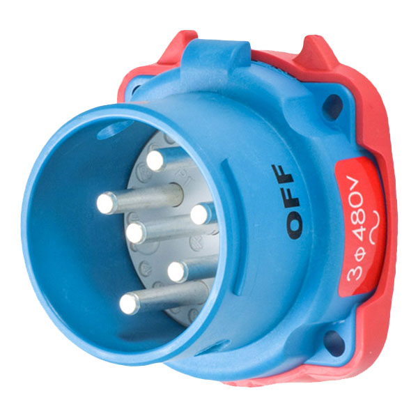 33-18043-972 - DS20 INLET POLY BLUE SIZE 2 TYPE 3R 3P+G 20A 480 VAC 60 Hz +2 AUX